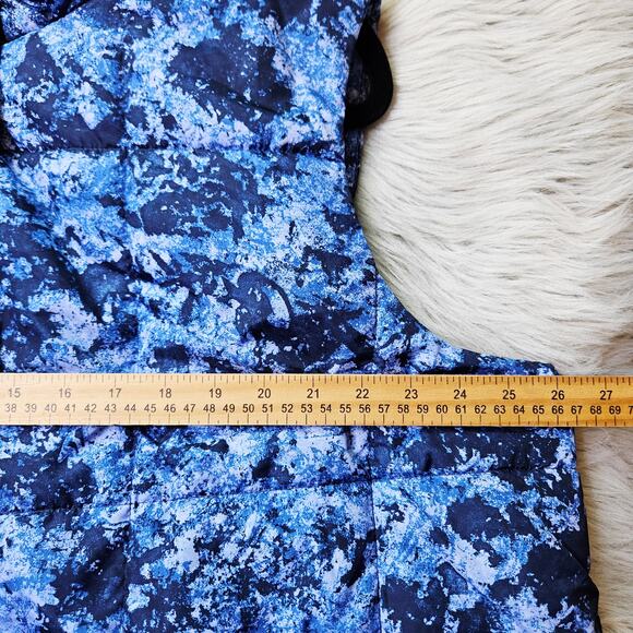 Susan Graver Hooded Puffer Quilted Vest Size 2X XXL Blue Abstract Winter Cozy - Picture 13 of 14